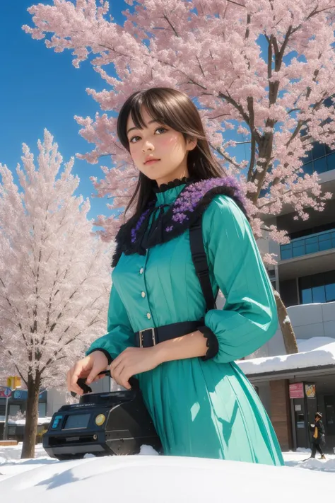 1girl, detailed 3D isometric render Low poly of a Rule of Thirds, Guatemalan ([Freeway|Willow]:1.3) , it is very Yume Kawaii and 1990'S, it is forged by Riot games, it is with DayGlo green details, Unnatural Office building in background, lush blossoms and Zodiacal light in background, Snowy, in focus, (impressionism art stylized by Frederic Remington:1.2) , Detailed illustration, Flustered, Bronzepunk, Black lighting, F/14, Warm Colors, Double Exposure, deep purple and Mint green flakes, lots of details, 8K, cityscape