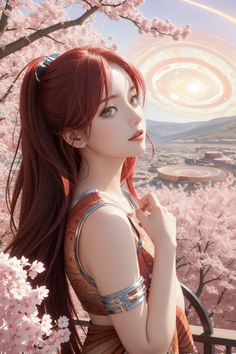 1girl, [ (sci-fi art designed by Rodney Matthews:1.3) | (John Hejduk:1.3) | (Johannes Itten:1.2) ], fantasy art, appealing watercolor painting, majestic, top-down view of a Saturated Aggressive Gamer ([Windmill:Jupiter's Great Red Spot:1]:1.3) , it is with cherry blossom pink details, it has ornate details, Noble water in background, crowded flora with Acacia, Winter, horizon-centered, Simple and clean, Fairy-Tale, (Azure and Red:0.7) , Cutepunk, Nostalgic lighting, F/8, complementary colors, Impasto, blended visuals, trending on artstation, hyperdetailed, detailed