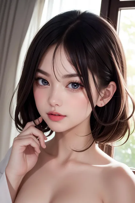 (Japanese, Detailed face, Beautiful attention to detail, Beautiful lip detail, Extremely detailed face and eyes, Long eyelashes, Realistic skin texture, )((Highest quality, masterpiece :1.3)), ((Beautiful slim doll body, One person, )). Highly detailed face, Highly detailed lips, Detailed eyes, double eyelid, Mid-chest, Makeup Face. Long eyelashes. ((Black hair straight)). ((Wet Skin)), ((nude)), ((((penis, Insert, Lying on your back, )))), (((wide shot, from above)))
