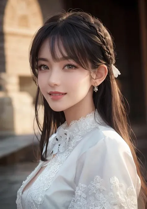 masterpiece, best quality, highly detailed, intricate details, ultra sharp, raw, ray tracing, expressiveh, wide range of colors, high Dynamic, bright sun light, rim light, dramatic lighting, 1girl, solo,mature, light smile, detailed eyes, clear and vivid eyes, long eyelashes, parted lips, bright skin, mature, portrait, looking_at_viewer, Long Straight Hair with Bangs, (1woman, solo:1.2),mature, light smile, detailed eyes, clear and vivid eyes, long eyelashes, parted lips, bright skin, mature