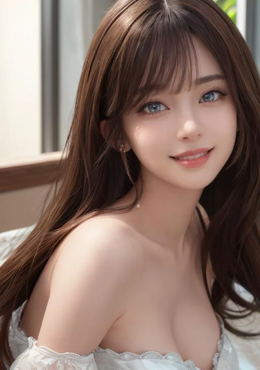 masterpiece, best quality, highly detailed, intricate details, ultra sharp, raw, ray tracing, expressiveh, wide range of colors, high Dynamic, bright sun light, rim light, dramatic lighting, 1girl, solo,mature, light smile, detailed eyes, clear and vivid eyes, long eyelashes, parted lips, bright skin, mature, portrait, looking_at_viewer, Long Straight Hair with Bangs, (1woman, solo:1.2),mature, light smile, detailed eyes, clear and vivid eyes, long eyelashes, parted lips, bright skin, mature
