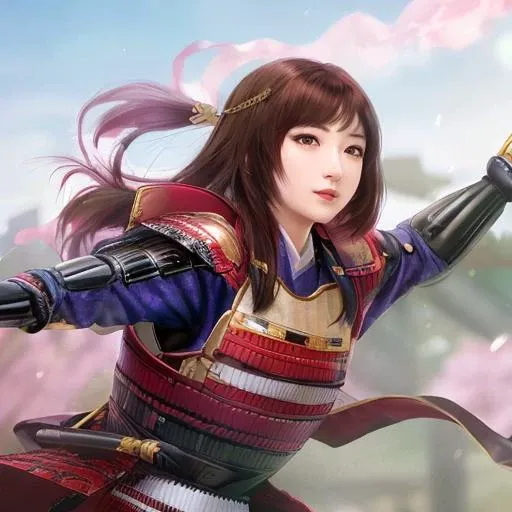 <lora:DW13nobun16style-v5:1.0>,woman,women's samurai armor, masterpiece