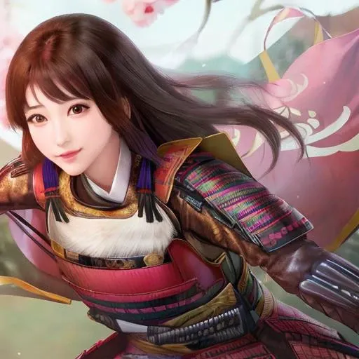 <lora:DW13nobun16style-v5-000002:1.2>,woman,women's samurai armor, masterpiece