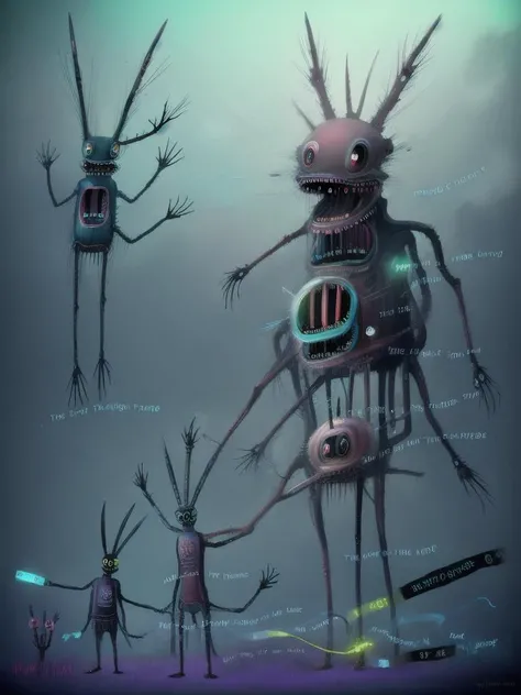 <lora:15AIME:1>a painting of a group of strange looking creatures