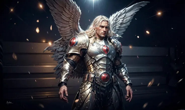full body photo, dynamic action poses, Photorealistic, Hyperrealistic, Hyperdetailed, analog style, detailed skin, matte skin, soft lighting, subsurface scattering, realistic, heavy shadow, masterpiece, best quality, ultra realistic, 8k, Intricate, High Detail, film photography, soft focus , <lora:sanguinius_by_CARAXES_mk1:0.8>, in full heavy armor, loincloth, As man face, tall and big, Angry, manly, tough, muscular, long Curly white hair, golden armor, Angel, epic, reflective metal, white wings, close cut shave. War background.
, <lora:more_details:0.5> <lora:Elixir:0.5> , RAW candid cinema, 16mm, color graded portra 400 film, remarkable color, ultra realistic, shot with cinematic camera <lora:AS:0.2>