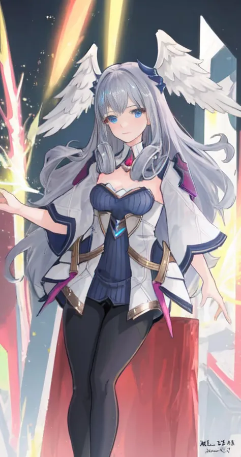 masterpiece, best quality, highly detailed, 1girl, solo, meliaxc3 <lora:Melia_XC3:1>, head wings, pantyhose