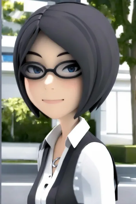 <lora:chase:1>, 1girl, short hair, black hair, glasses, blue eyes,
