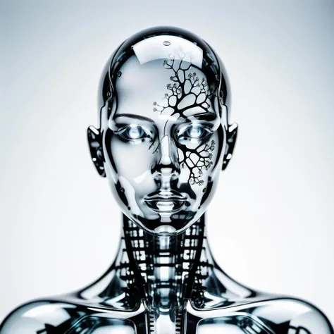 gear,Parts, transparent,a professional closeup, photo of a glass human, white background, transparent body, visible veins, highly detailed, head, upper body, breathtaking,