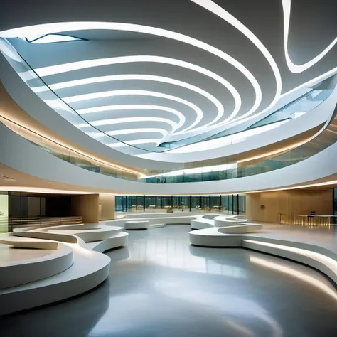 Zaha Hadid's futuristic architectural style is known for its unique streamlining and technological innovation. To capture the building's awe-inspiring design and highlight its fluid form and seamless blend of technology, you can try the following:
Emphasis on streamlined shapes: Use curves and arcs to accentuate the streamlined appearance of the building. This can be achieved by choosing round or streamlined structural elements, such as curved windows, curved walls or curved stairs.
Leverage modern materials: Choose futuristic modern materials such as glass, steel and concrete to create a unique architectural look. These materials can be used in creative ways, such as glass curtain walls, steel supports or the sculptural texture of the concrete exterior to highlight the technicality and modernity of the building.
Introducing innovative technologies: Incorporating the latest technologies into the building design, such as smart home systems, sustainable energy solutions or advanced building structures. These techniques can be reflected in the appearance and function of the building, further highlighting the futuristic and modernity of the building.
Optimize spatial fluidity: Focus on spatial fluidity in architectural design through the use of open floor layouts, seamless connections and smooth lines. This will allow people to feel the streamlined flow of space inside the building, while highlighting the design innovation and modernity of the building.
Creative lighting design: lighting design can enhance the building's streamlined appearance and sense of technology. Use soft lighting to highlight the curves and arcs of the building, or use LED strips and floodlights to illuminate specific parts of the building to emphasize the uniqueness of its design
