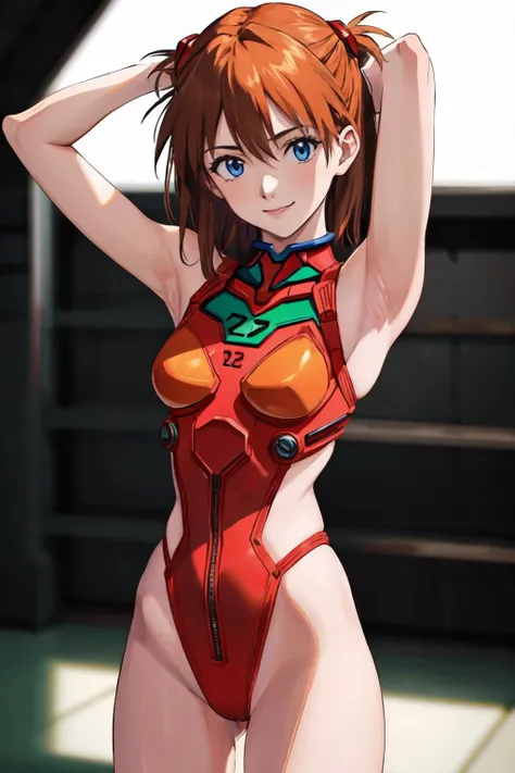 <lyco:asukaV1:1.1>asuka, blue eyes, orange hair,cowboy shot, show armpit,red underware, panties,
(best quality, masterpiece, RAW photo,ultra-detailed:1.2), <lyco:GoodHands-beta2:1.0>,1girl,solo,looking at viewer,smile,