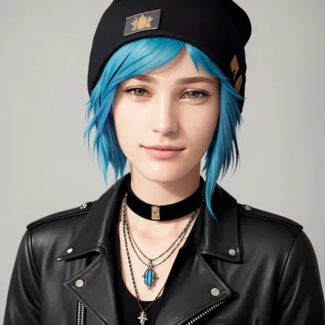 <lora:chloePriceLifeIs_10:1> (chloeprice:1.4) masterpiece, best quality, Real photo, (blue short detailed hair:1.2), (detailed brown eyes,:1.2) (beautiful detailed face:1.2), happy face, ultra detailed skin, (Black beanie:1.1), choker, Black jaket, (one big tatto on left hand:1.1),
Fog, butterflies background,