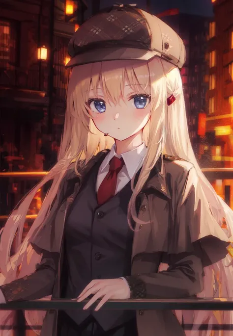 masterpiece, best quality, 1girl, solo,
<lora:Rebecca_KrugerV0:0.8>, Rebecca Kruger, deerstalker, city lights, upper body, against railing,
depth of field,