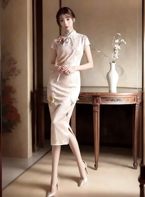 masterpiece,(best quality:1.3),ultra high res,raw photo,detailed skin,beautiful lighting,(realistic,photo-realistic:1.4),1girl,<lora:qipaoV1:0.8>,(Long Legs:1.2),full body,qipao,figure, <lora:True01chilloutmixmm_v10:1>