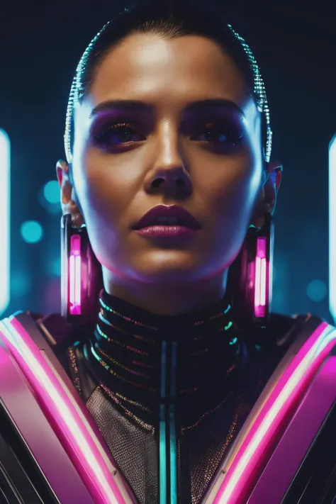 hde in cyber neon lighting, futurism, intricate futuristic jewelry accessories, cyberpunk glossy white latex turtleneck, hyper photorealistic, crispy quality, digital photography, trending in artstation, trending in pinterest, cinematic, 4 k ultra hd, art by pascal blanche, art by greg rutkowski,<lyco:HandeErcel-RealVision-V1.0:1.0>,