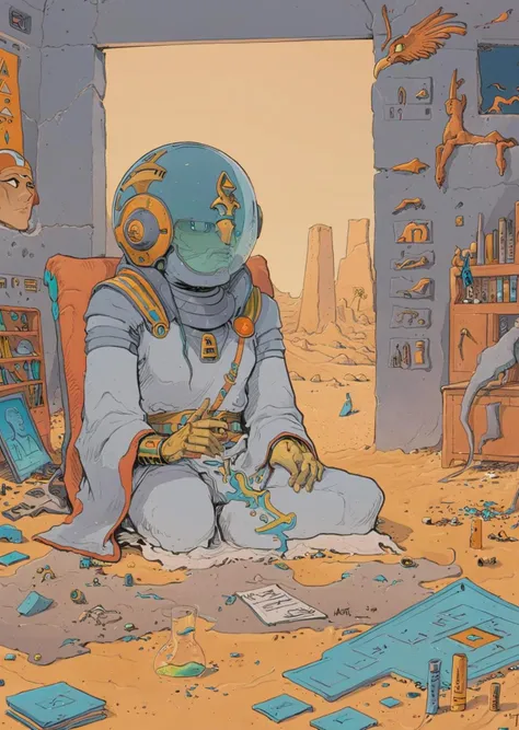 1 girl, futuristic egypt, messy room
flat-color cartoon artwork in jmst artstyle, moebius, mgcliu
<lora:SDXL1.0_Essenz-series-by-AI_Characters_Style_MoebiusJeanGiraudVoyageDHermes-v1.1:0.8> <lora:tag is mgcilu:0.7>