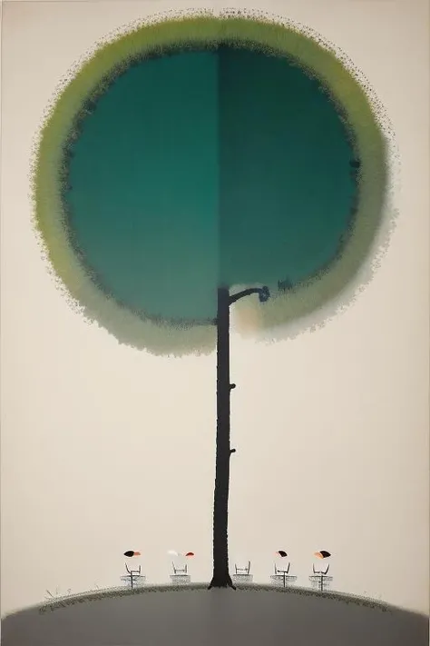 masterpiece,best quality,<lora:LB1>,liubai,minimalism,abstract,simple background,tree,girl,
