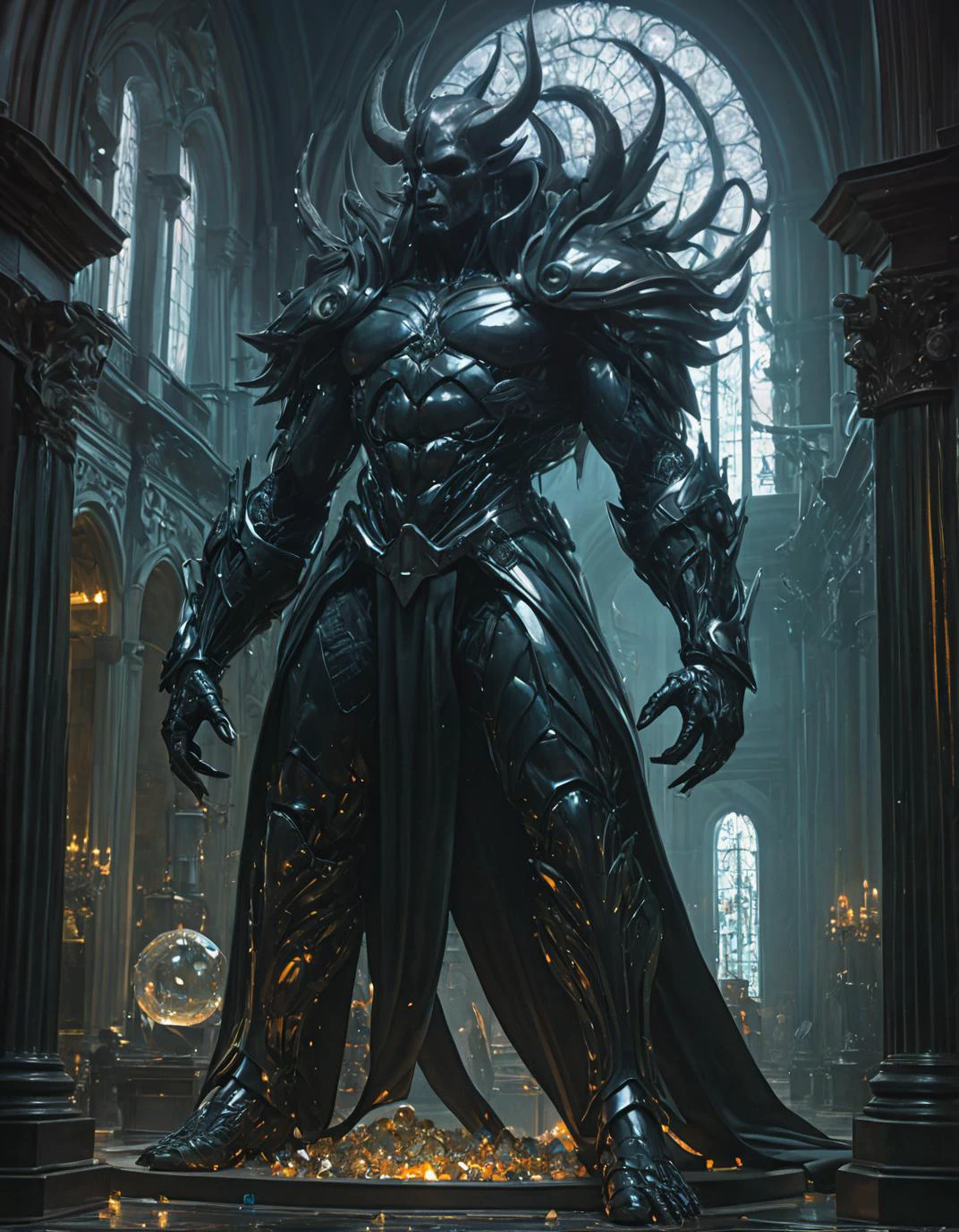 Giant style by Greg Rutkowski, Artgerm, WLOP, Alphonse, Beeple and Caravaggio, Lapidary of a Sisal-plated abysues magic crystals, Heidelberg School, F/5, multidimensional . Magical, evil, fantastical, futuristic, demonic, grunge style, highly detailed . Huge, tall, strong, beautiful, crisp, detailed, ultra detailed, intricate