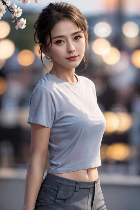 <lora:Reyizha4-May11:0.65> 1girl, (looking at viewer), (bokeh:1.2), light smile, realistic, (pointing at viewer) , t-shirt,legwear under shorts,
school_yard,plum blossoms,
best quality, (photorealistic:1.4), ultra highres,