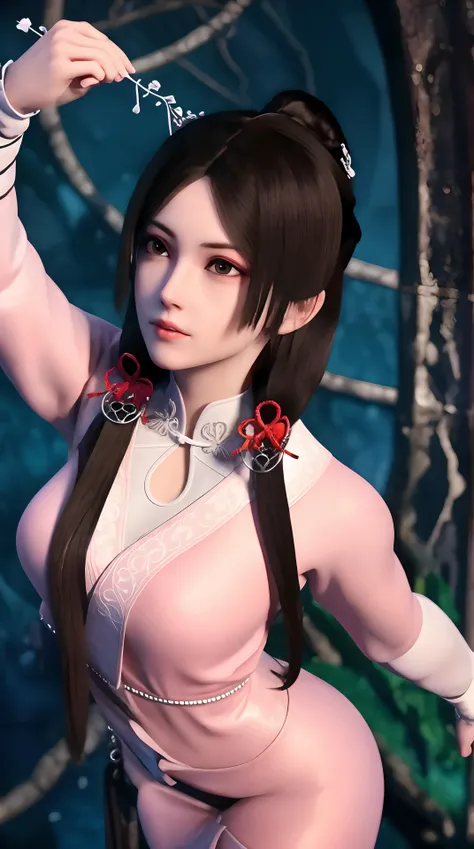 masterpiece,best quality,1girl, black_hair, breasts, china_dress, chinese_clothes, dress, hair_ornament,cowboy shot,dynamic pose, dynamic angle, <lora:songyan:0.8> ,