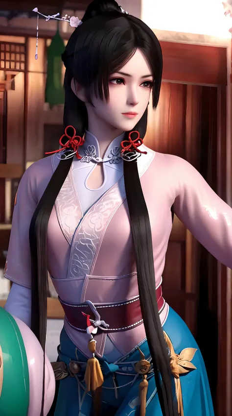 masterpiece,best quality,1girl, black_hair, breasts, china_dress, chinese_clothes, dress, hair_ornament,cowboy shot,dynamic pose, dynamic angle,  <lora:songyan:0.8> ,