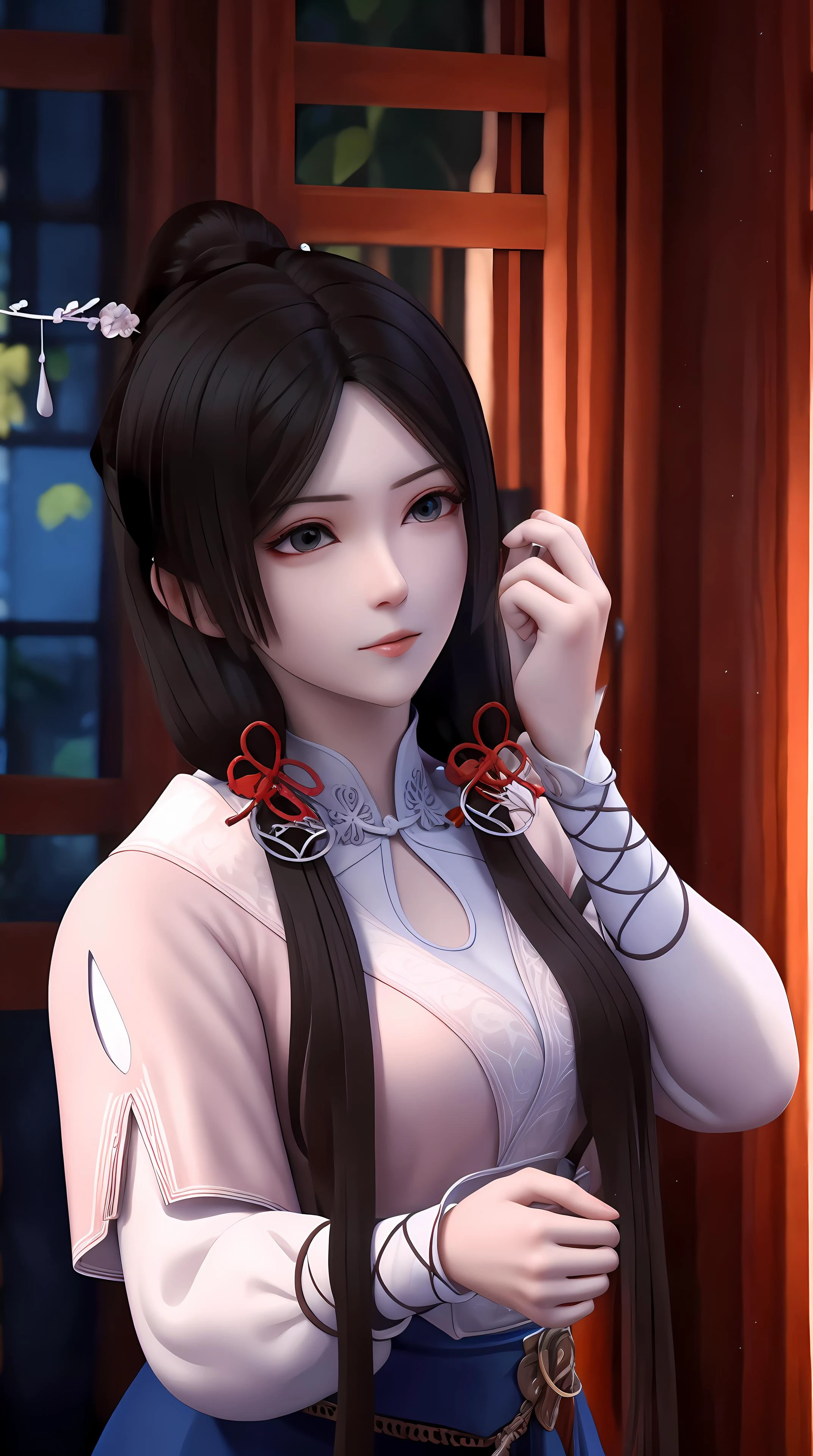 masterpiece,best quality,1girl, black_hair, breasts, china_dress, chinese_clothes, dress, hair_ornament,cowboy shot,dynamic pose, dynamic angle, <lora:songyan:0.8> ,