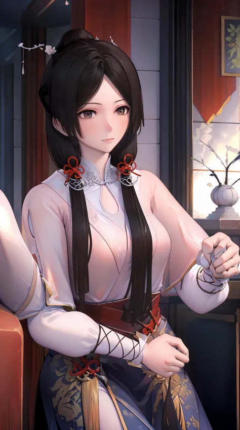 masterpiece,best quality,1girl, black_hair, breasts, china_dress, chinese_clothes, dress, hair_ornament,cowboy shot,dynamic pose, dynamic angle,  <lora:songyan:0.8> ,