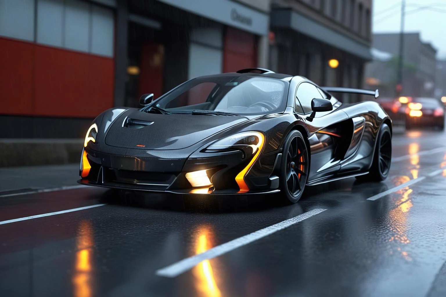 <lora:CarbonFIberXLv1:0.8>,carbonfiber,
A McLaren,made of carbon fiber,on a busy street,headlights come on,a topless girl is bent over the side of the car,facing the driver,hips up,dynamic lighting,dynamic pose,motion blur,professional photography,heavy rain,neon,unreal engine,octane render,surface reflection,