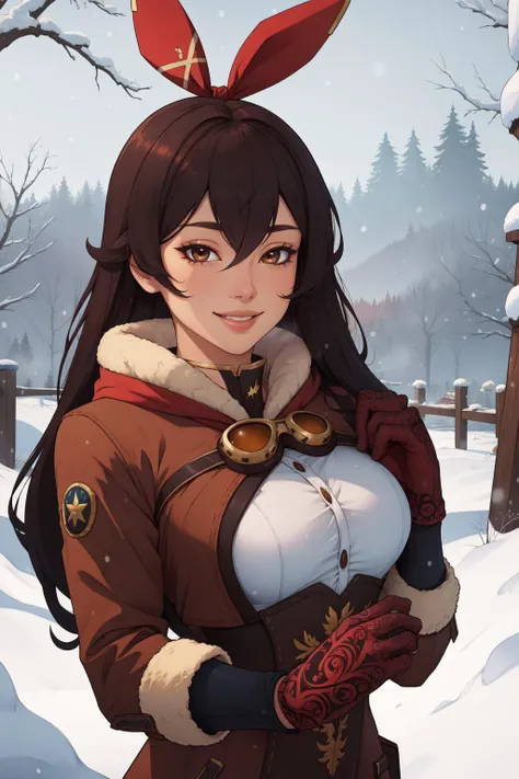 Sexy Native American woman wearing a snowy 18th-century attire.