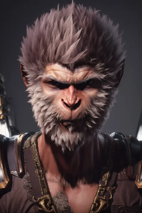 <lora:black_myth_wukong_v1:0.8> wukong \(black myth\),
1boy, solo, male focus, detailed eyes,
furry chest, armor, pauldrons,
portrait, close-up,
unreal engine, 8k, super detail,