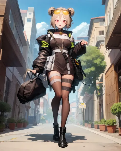 (extremely detailed CG unity 8k wallpaper),(masterpiece), (best quality), (ultra-detailed), (best illustration),(best shadow), city background
,BREAK 
 P90, eyewear on head, 
<lora:(p)P90:1>