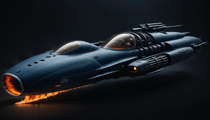 horror-themed concept of a hoverbike, concept design, (front view and back view), highly detailed, ((Four downward-pointing jet engines on the sides:1.5)), clean lines, sharp edges, detailed, vintage style, square forms, goger art style, high contrast, bloodborne, blue and orage colors, . eerie, unsettling, dark, spooky, suspenseful, grim, highly detailed