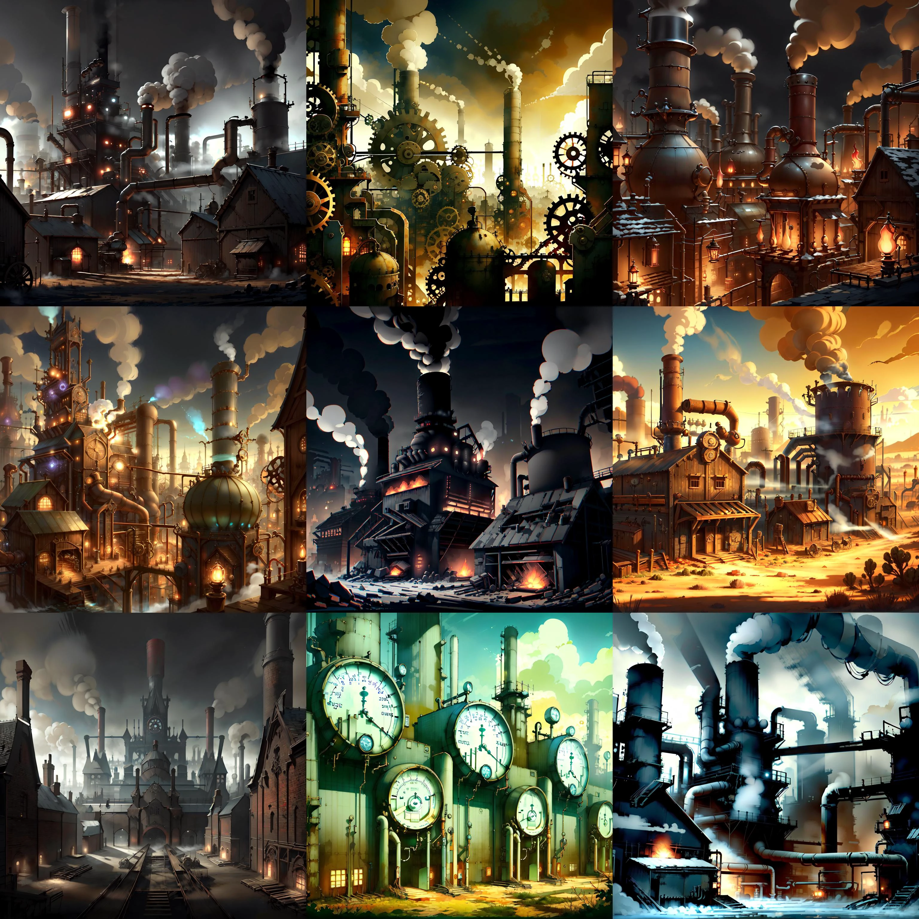 <lyco:SteamPunkBundleV3:.9> steampunkai factory, detailed, intricate