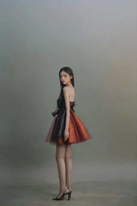 a fashion lookbook portrait of a female fashion model wearing haute couture, experimental, shot on kodak professional medium format film, liminal industrial background in, (smoke|fireworks:1.05), (dawn|dusk:1.05), (autumn|summer:1.05), 1girl, (full body:1.4), (nsfw), vibrant, LightSlateGray, <lora:add_detail(realistic):0.3>, <lora:eson:0.7>