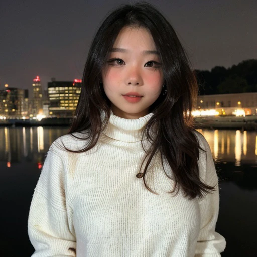 <lora:anikaauwu_sd15_512_128_64_v1:1>anikaauwu,1girl,looking at viewer, new years eve party fireworks in background, wearing a turtleneck sweater