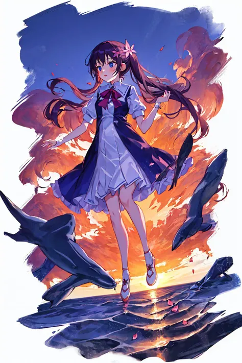 [(white background:1.5)::5], (bottle bottom:0.9), 1 girl, mid shot, full body, butterflies, floating petal, stone fragment, beautiful detailed water, cloud, sun, dusk, sunset, beautiful detailed cloud,ocean, sea waves, water splashes, <lora:Tedeza Rize:0.7> <lora:Kaede Karen_02:0.3>