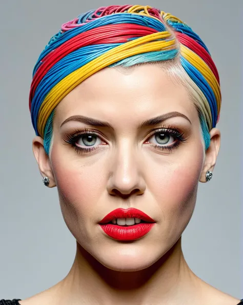 made of mad-cable, Agfacolor, Aggressive Gwen Stefani, she has Buzz cut hairstyle, <lora:Cables_SDXL:1>