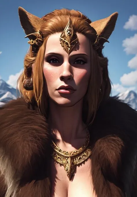 a woman, sfw, <lora:Nord-Female:0.8>, Nord-Female, 1girl, solo, portrait, fur trim,, diamond body, (masterpiece, best quality, absurdres, detailed, ultra-detailed:1.3), hot