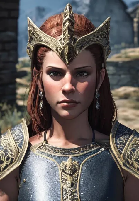 a woman, sfw, <lora:Nord-Female:0.8>, Nord-Female, 1girl, solo, portrait, armor,, diamond body, (masterpiece, best quality, absurdres, detailed, ultra-detailed:1.3), hot