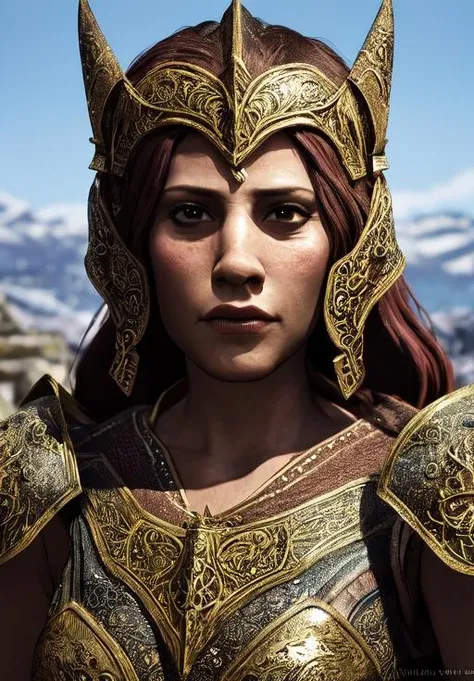 a woman, sfw, <lora:Nord-Female:0.8>, Nord-Female, 1girl, solo, portrait, armor,, diamond body, (masterpiece, best quality, absurdres, detailed, ultra-detailed:1.3), hot