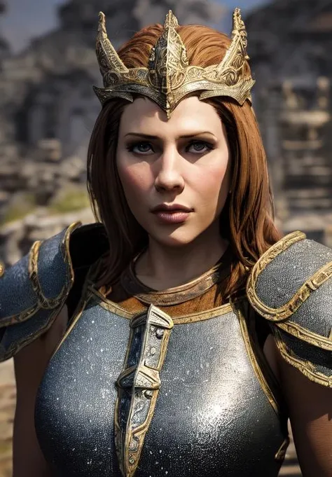 a woman, sfw, <lora:Nord-Female:0.8>, Nord-Female, 1girl, solo, portrait, armor,, diamond body, (masterpiece, best quality, absurdres, detailed, ultra-detailed:1.3), hot