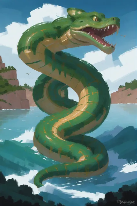 digital painting, Serpent Sea<lora:EnvyStarlightDigitalPainting02:1>