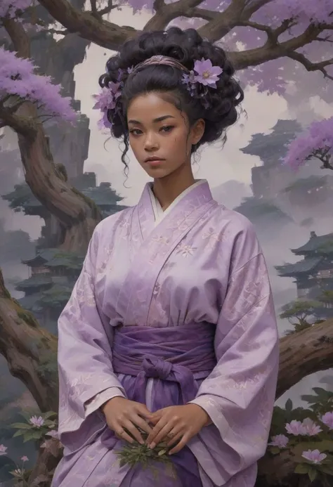 (african, dark skin:0.6), shardgate complex in a mysterious,impossible fantasy cosmic arcology outside of the multiverse, masterpiece, by Aaron Beck<lora:EnvyStarlightDigitalPainting02:1>Watercolor. Watercolor on wet Yelena Yushina Style. A Japanese Gorgeous young woman dressed in a lavender and purple kimono, is tending to a Beautiful Bonsai tree She is in an ancient Bonsai store with intricate Japanese details all around. Dreamy and Magical. Cosy and warm lighting. Very soft colors. Soft Edges. Elegant. Fantasy. Intricate details.  
Modifiers:
highly detailed elegant extremely detailed fantasy intricate very attractive beautiful high detail wallpaper award winning high definition crisp quality colourful hdr aquarelle yelena yushina