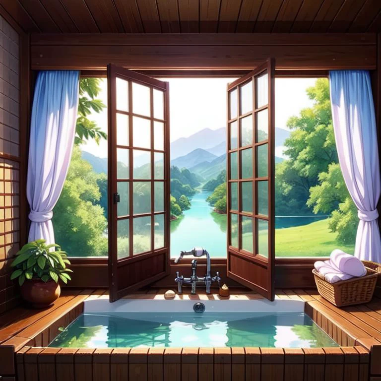 (masterpiece, best quality, detailed:1.5), purple theme, 1girl, <lora:girllikebathroomwindow:0.8> bathroom window, from side, bathtub filled with water, towel wrap body, curtain, white tile wall BREAK (kirigaya suguha:1.3) <lora:suguha_v6_locon-000004:1.0>