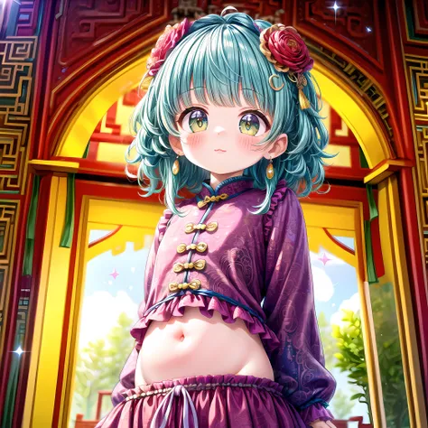 (masterpiece:1.5),(((top quality, best quality, high quality))),((intricately detailed, ultra-detailed, insanely detailed)),highres,32K,extremely detailed unity CG 8K wallpaper,(beautiful and aesthetic:1.2),(depth of field:1.3),(immaculate:1.3),(delicate detailed depiction:1.4),(photorealistic:1.4),(surrealism:1.3),
(((brilliant full natural lighting, luscious vibrant colors))),(ambient volumetric backlighting:1.5),(illustration of an immensely beautiful woman:1.3),
(upper body:1.4),(perfectly centered:1.4),(natural willowy posture:1.5),(((dynamic pose, cinematic angle))),
(1milf:1.5),(solo:1.4),(exotic dancer:1.4),
beautiful gorgeous face,[(detailed face:1.2):0.2],bright eyes,pureerosface_v1,ulzzang-6500-v1.1,(closed mouth:1.5),(red lips:1.4),(full lips:1.4),
attractive flawless body,(((pronounced feminine curves))),bright glistening skin,realistic skin,skin pores,(voluptuous:1.5),(((droopy belly, toned belly, navel, groin:1.3))),narrow waist,
(sparkling exquisite transparent:1.3),(explicit chinese clothes:1.5),(ornate glittering cheongsam:1.4),(ornate pelvic curtain:1.5),(((fluttering golden fabricated threads))),(fringed tassels:1.3),(long tight sleeves:1.4),(detached collar),(fabrication glitters:1.5),(luxury intricate clothing jewelries:1.5),(jeweled embroideries:1.4),(clothing sparkles:1.4),(sparkling particles:1.3),(((sagging front seam, sagging hind seam))),(((earrings, armlets, hairclip, hair ornaments))),<lora:å«£ææ¥¼3:0.85>,
(standing alone in an outdoor magical garden decorated with jewelries and gemstones and colorful exotic flowers and bushes:1.5),(outside a grand ancient palace:1.5),(surreal delicate background:1.5),(intricate complex scene:1.5),<lora:age_slider_v2:-4>,<lora:naughty_to_nice_v2.5:4>,<lora:add_detail:1.5>,<lora:detail_slider_v4:4>,