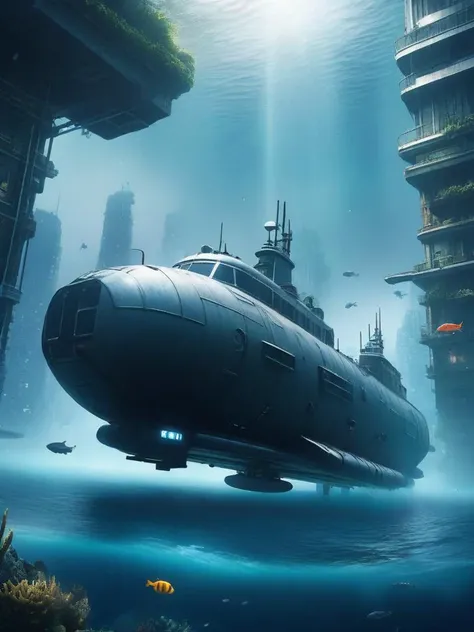 8k wallpaper,high quality,the city under water,cgsociety [ fantastic sci-fi matte painting,submersible,rule of third, elegant, matte textures , trending on pixiv post-processing,,,,