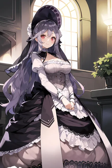 masterpiece, 1girl, pamela, red eyes, dress, veil, purple hair