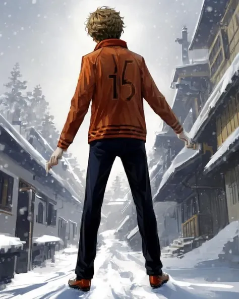 dal, (realistic:1.3), (intricate detail:1.2), 1boy, bad_id, bad_pixiv_id, expressionless, full_body, hakuren, iko_(i-my-16), inazuma_eleven_(series), inazuma_eleven_go, looking_away, male_focus, photoshop_(medium), snow_leopard, soccer_uniform, solo, sportswear, standing, yukimura_hyouga,
