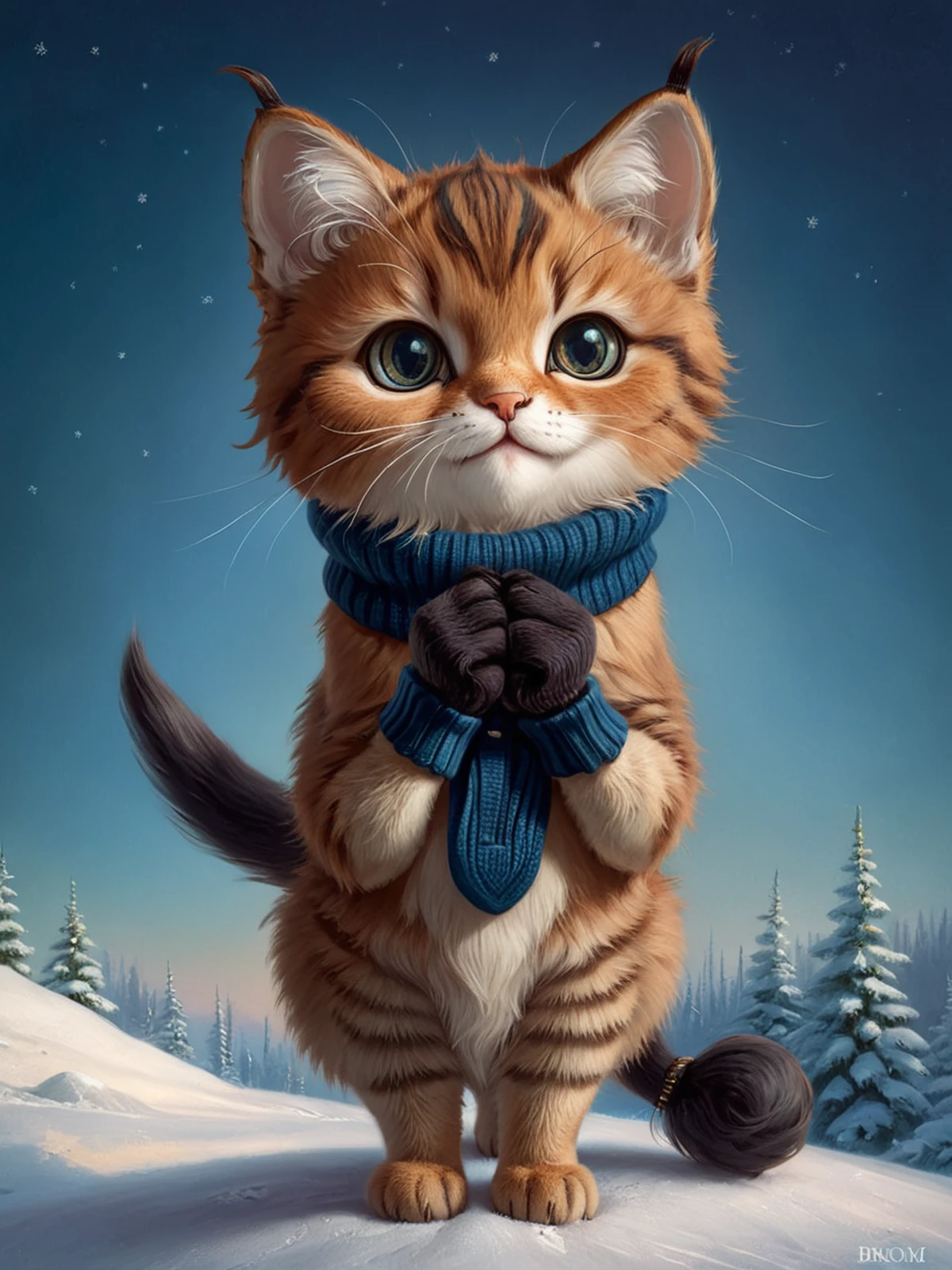 cutie-pie cat wearing mittens, contrapposto, strong polar filter, evening light, hyper realistic <lora:zhibi:0.75>, zhibi, zdyna_pose, foreshortening, from below, nicely detailed, portrait by john Wilhelm, <lora:!action-sdxl-V0.5:0.75> <lora:Gerald_Brom_XL_-_Dark_Fantasy_Art:1> art by Gerald Brom