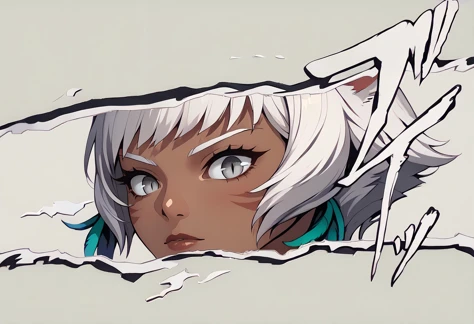 score_9, score_7_up BREAK  incrspersonacutinxl, close-up, simple background  shtla, dark-skinned female, slit pupils, animal ears, tail, whisker markings, short hair, large breasts, grey eyes, white hair, feather earrings <lora:PersonaCutIn_XLPD_V2:1.1> <lora:YshtolaRhulPDXL_V1-Manityro-CAME:0.8>