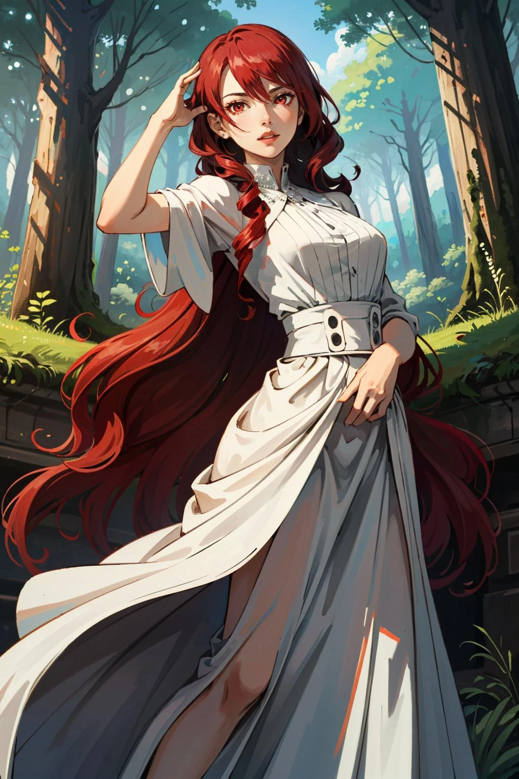 ((masterpiece, best quality))
<lora:Persona3Mitsuru:0.8>
Persona3Mitsuru, 1girl, solo, long hair, red hair, red eyes, Deep in a mystical forest, surrounded by ancient ruins, wearing an ethereal, flowing gown, with arms folded